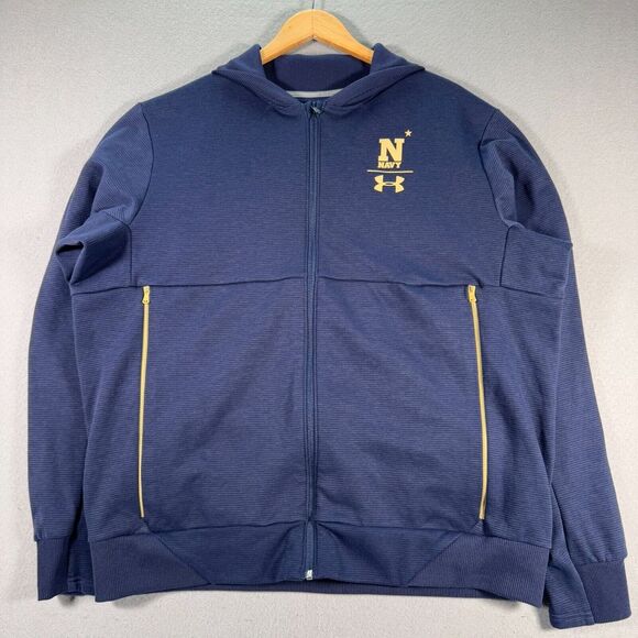 Navy University Hoodie Sweatshirt Mens 2XL Loose Fit Blue Cold Gear College NCAA - Picture 1 of 12